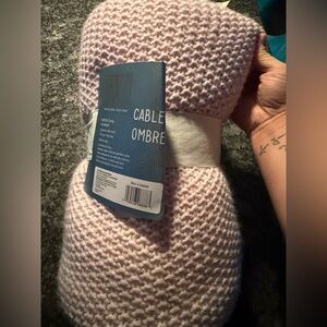 Wayland square Brand new ombre Cable Knit Throw Blanket  Pink, lilac & white